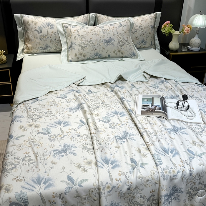 91家纺网 家纺一手货源 找家纺 欧夏家纺 2026莱赛尔天丝麻数码印花镂空夏被空调被夏凉被 瑞泰