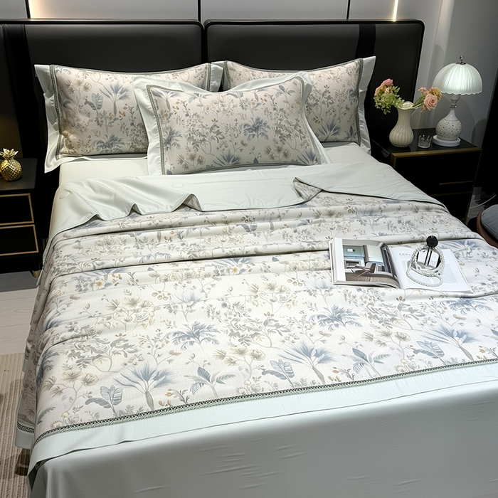 91家纺网 家纺一手货源 找家纺 欧夏家纺 2026莱赛尔天丝麻数码印花镂空夏被空调被夏凉被 瑞泰