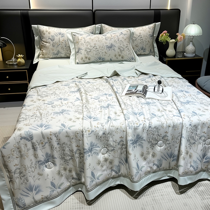 91家纺网 家纺一手货源 找家纺 欧夏家纺 2026莱赛尔天丝麻数码印花镂空夏被空调被夏凉被 瑞泰