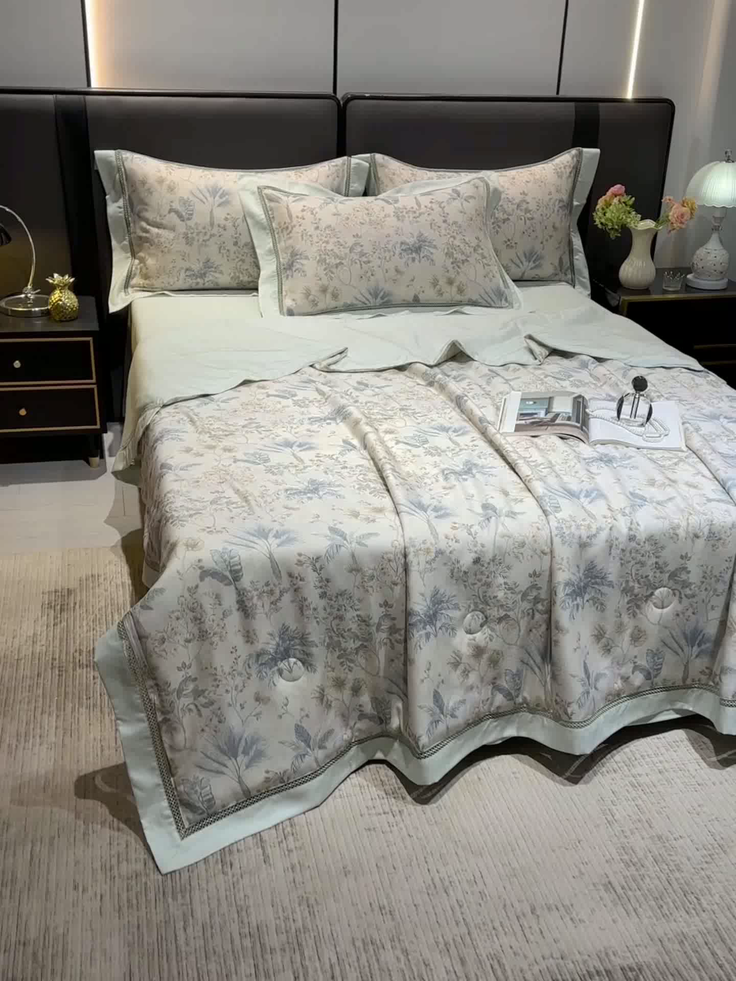 91家纺网 家纺一手货源 找家纺 欧夏家纺 2026莱赛尔天丝麻数码印花镂空夏被空调被夏凉被 瑞泰