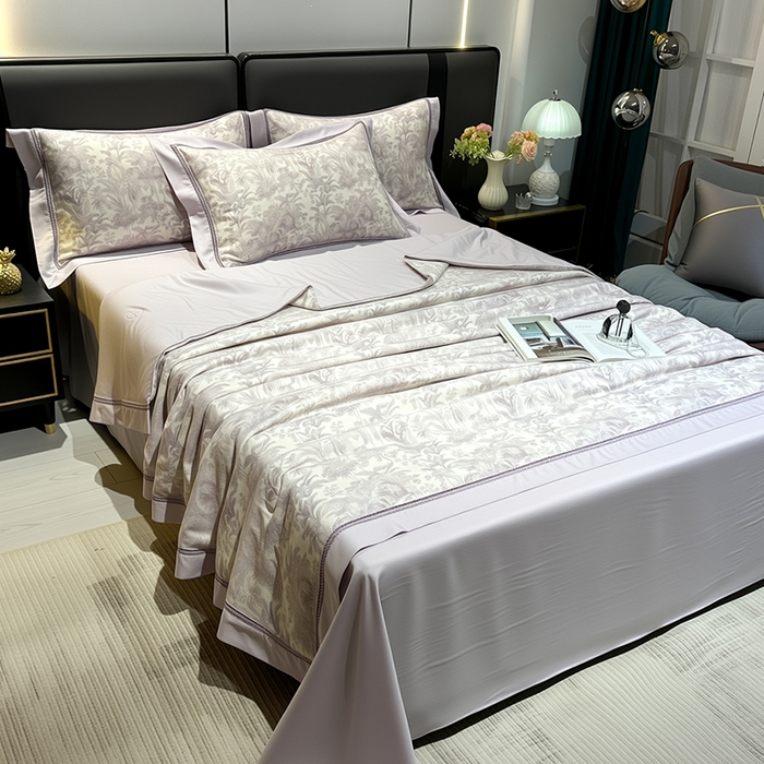 91家纺网 家纺一手货源 找家纺 欧夏家纺 2026莱赛尔天丝麻数码印花镂空夏被空调被夏凉被 紫亭