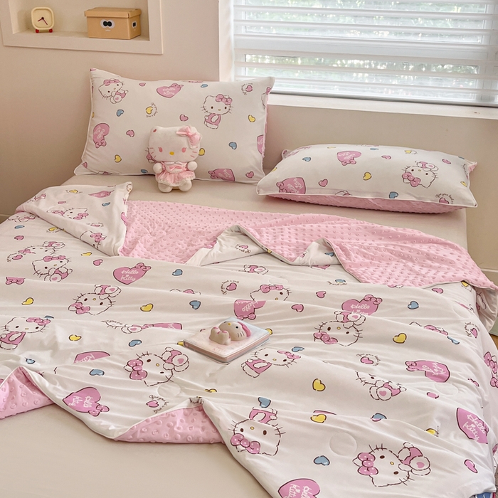 91家纺网 家纺一手货源 找家纺 （总）心卓婴童馆 2026新款三丽鸥凉感丝冰豆豆被被子被芯-成人图