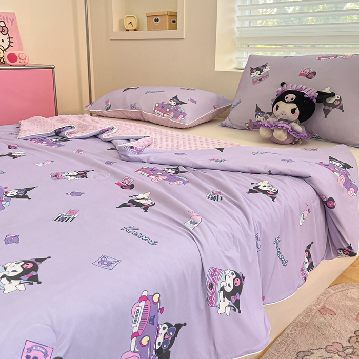 91家纺网 家纺一手货源 找家纺 心卓婴童馆 2026新款三丽鸥凉感丝冰豆豆被被子被芯-成人图 牛奶库洛米