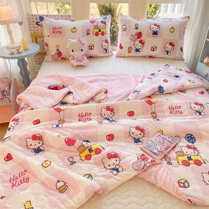 心卓婴童馆 2026新款三丽鸥凉感丝冰豆豆被被子被芯-成人图 气球kitty猫