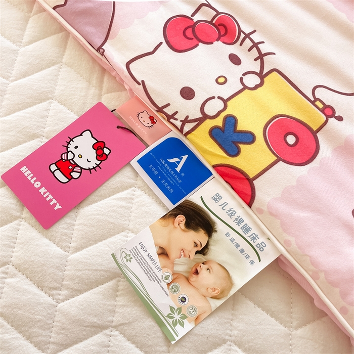 91家纺网 家纺一手货源 找家纺 心卓婴童馆 2026新款三丽鸥凉感丝冰豆豆被被子被芯-成人图 气球kitty猫