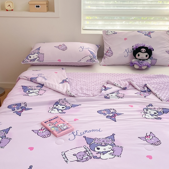 91家纺网 家纺一手货源 找家纺 心卓婴童馆 2026新款三丽鸥凉感丝冰豆豆被被子被芯-成人图 爱心库洛米