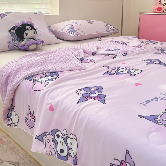 91家纺网 家纺一手货源 找家纺 心卓婴童馆 2026新款三丽鸥凉感丝冰豆豆被被子被芯-成人图 爱心库洛米