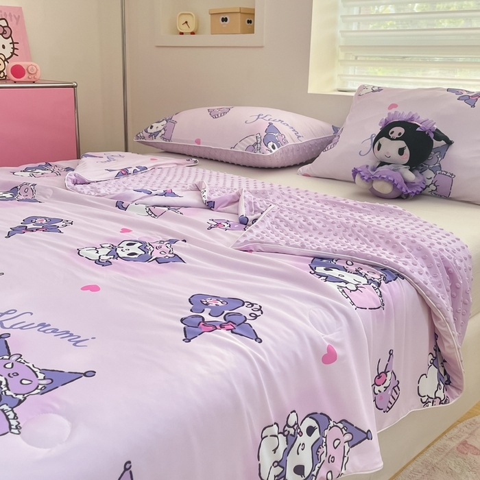 91家纺网 家纺一手货源 找家纺 心卓婴童馆 2026新款三丽鸥凉感丝冰豆豆被被子被芯-成人图 爱心库洛米