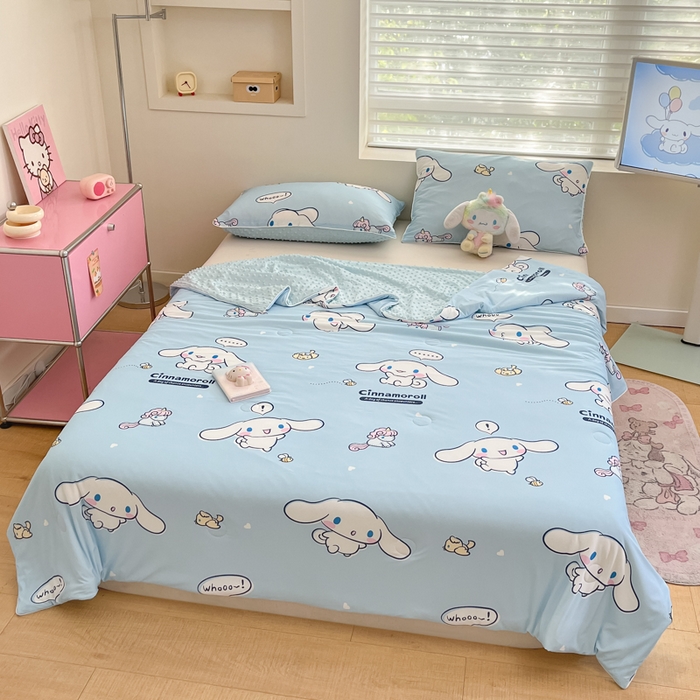 91家纺网 家纺一手货源 找家纺 心卓婴童馆 2026新款三丽鸥凉感丝冰豆豆被被子被芯-成人图 独角兽玉桂狗