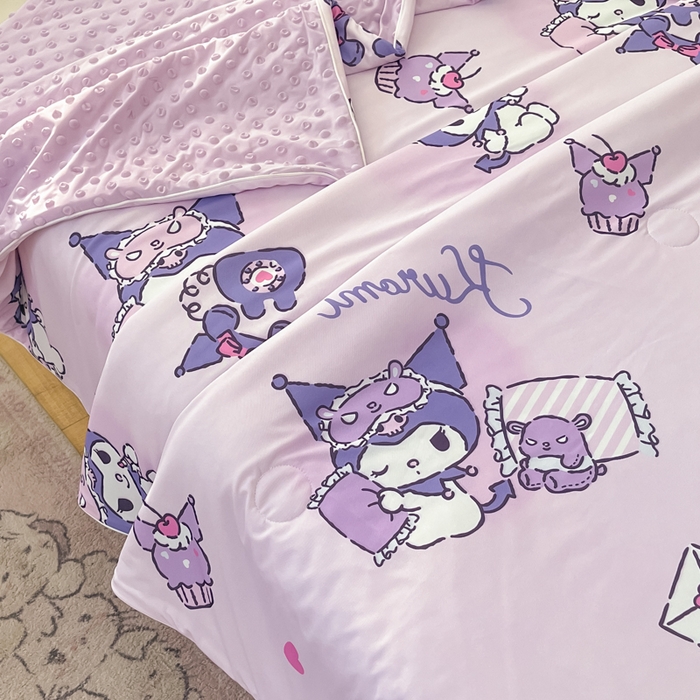 91家纺网 家纺一手货源 找家纺 心卓婴童馆 2026新款三丽鸥凉感丝冰豆豆被被子被芯-成人图 爱心库洛米