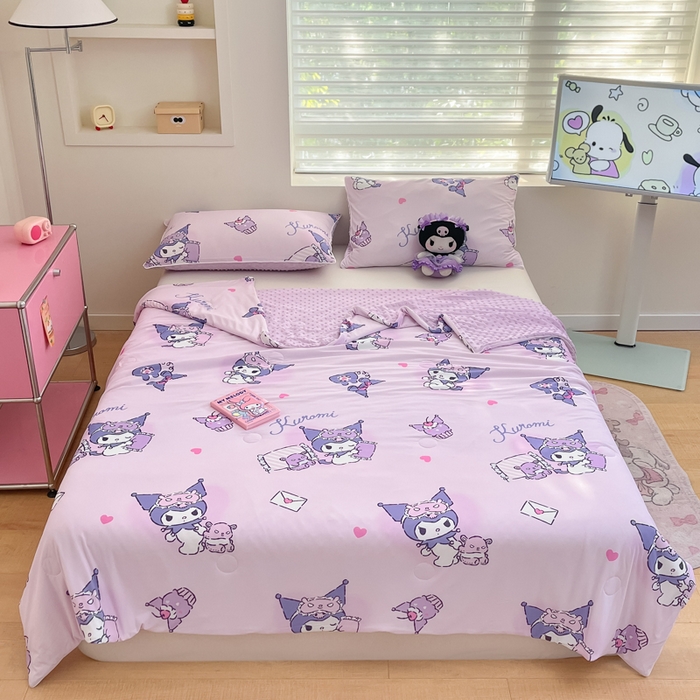 91家纺网 家纺一手货源 找家纺 心卓婴童馆 2026新款三丽鸥凉感丝冰豆豆被被子被芯-成人图 爱心库洛米