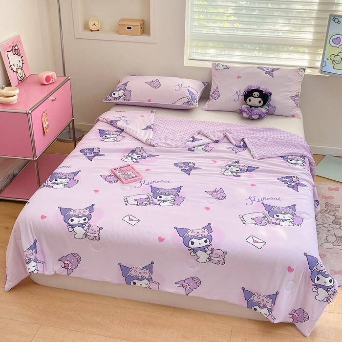 91家纺网 家纺一手货源 找家纺 心卓婴童馆 2026新款三丽鸥凉感丝冰豆豆被被子被芯-成人图 爱心库洛米