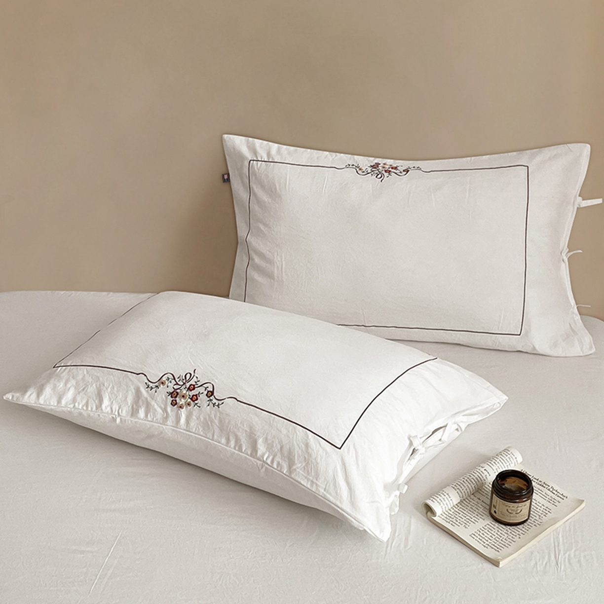 91家纺网 家纺一手货源 找家纺 （总）yyds网供 2026新A类高克重复古刺绣绑带款水洗棉四件套三件套-花界