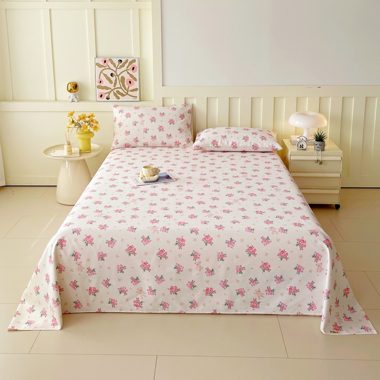 91家纺网 家纺一手货源 找家纺 春皖家纺 2026春夏新品简约款老粗布系列床单单品床单床单单件 芝甜