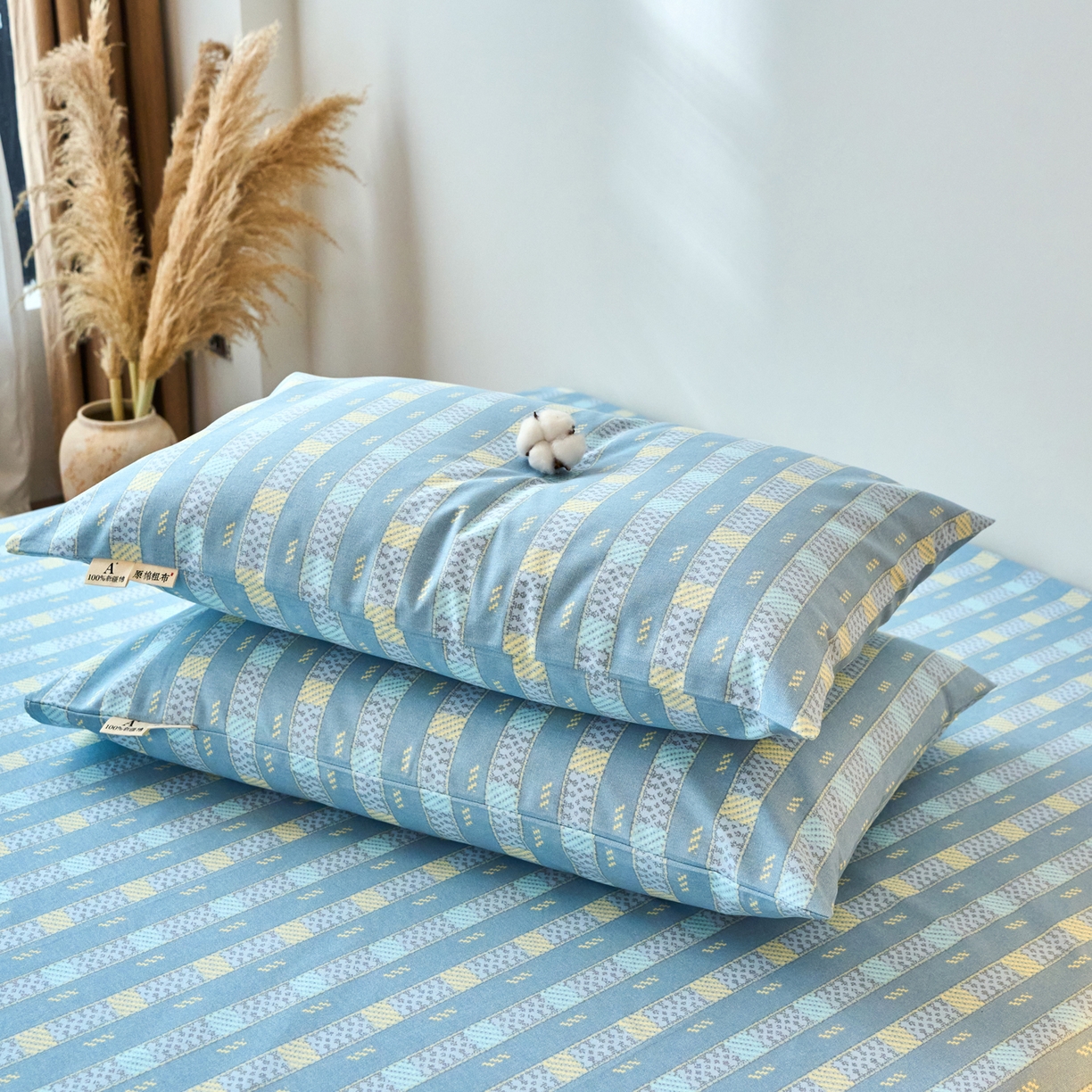 91家纺网 家纺一手货源 找家纺 春皖家纺 2026春夏新品简约款老粗布系列枕套单品单枕套 枕套单件 简希灰