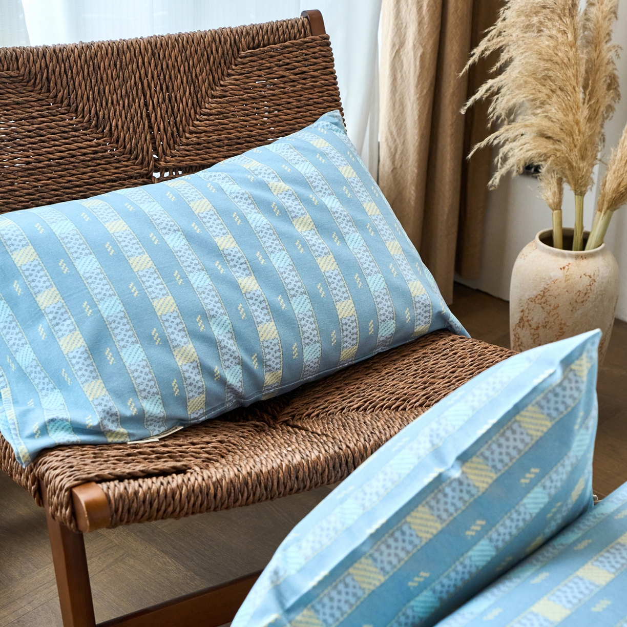 91家纺网 家纺一手货源 找家纺 春皖家纺 2026春夏新品简约款老粗布系列枕套单品单枕套 枕套单件 简希灰