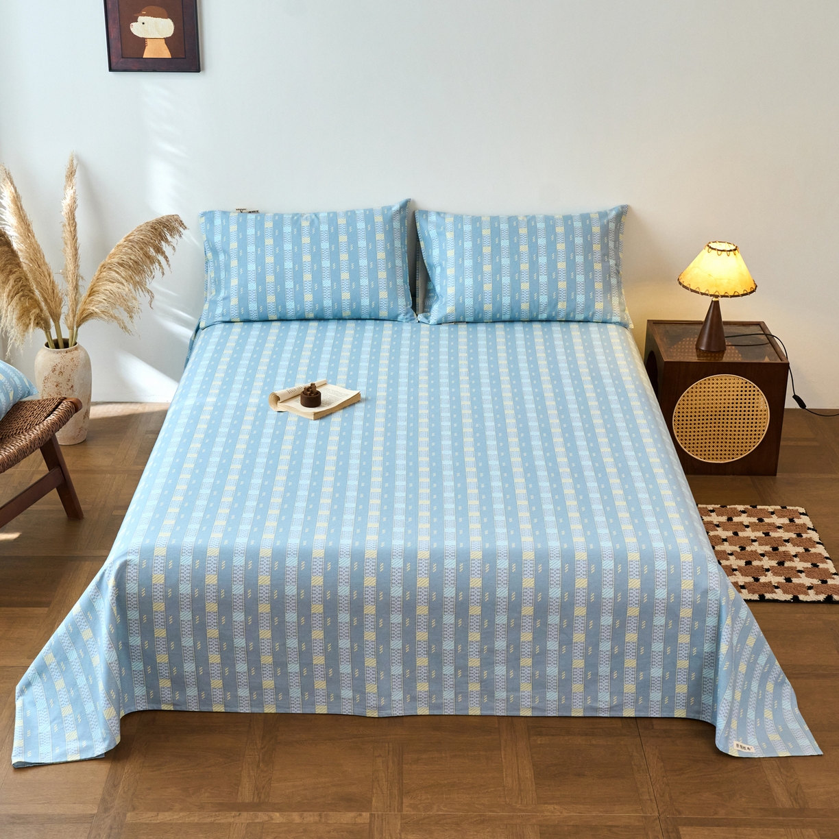 91家纺网 家纺一手货源 找家纺 春皖家纺 2026春夏新品简约款老粗布系列床单单品床单床单单件 简希灰