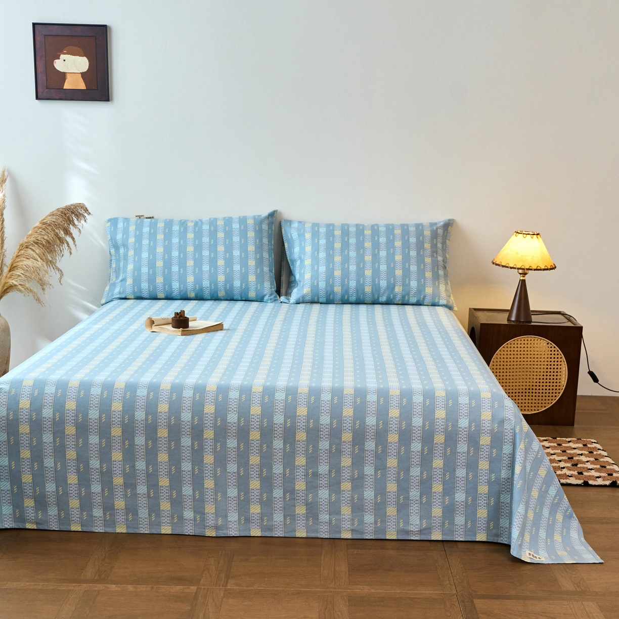 91家纺网 家纺一手货源 找家纺 春皖家纺 2026春夏新品简约款老粗布系列床单单品床单床单单件 简希灰