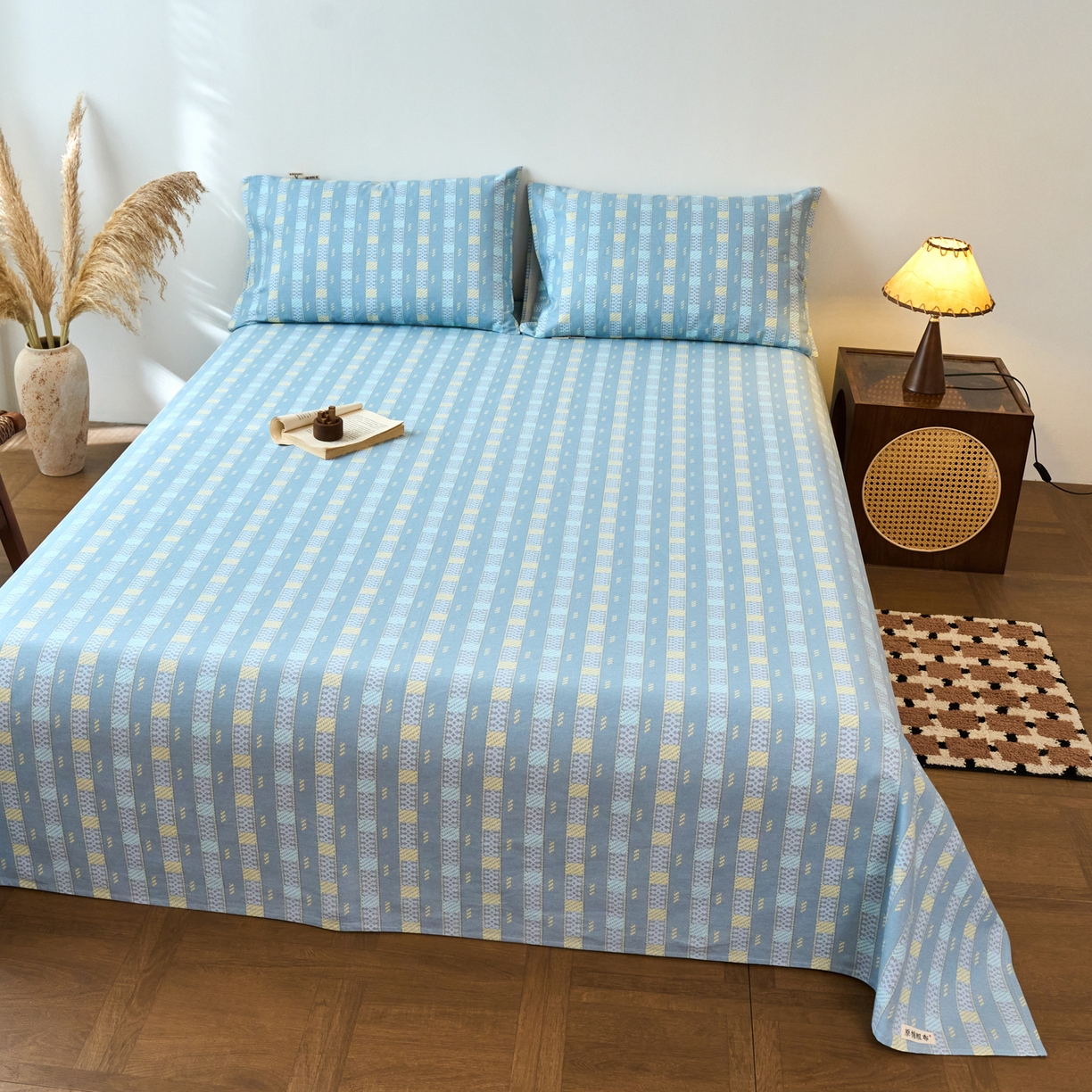 91家纺网 家纺一手货源 找家纺 春皖家纺 2026春夏新品简约款老粗布系列床单单品床单床单单件 简希灰