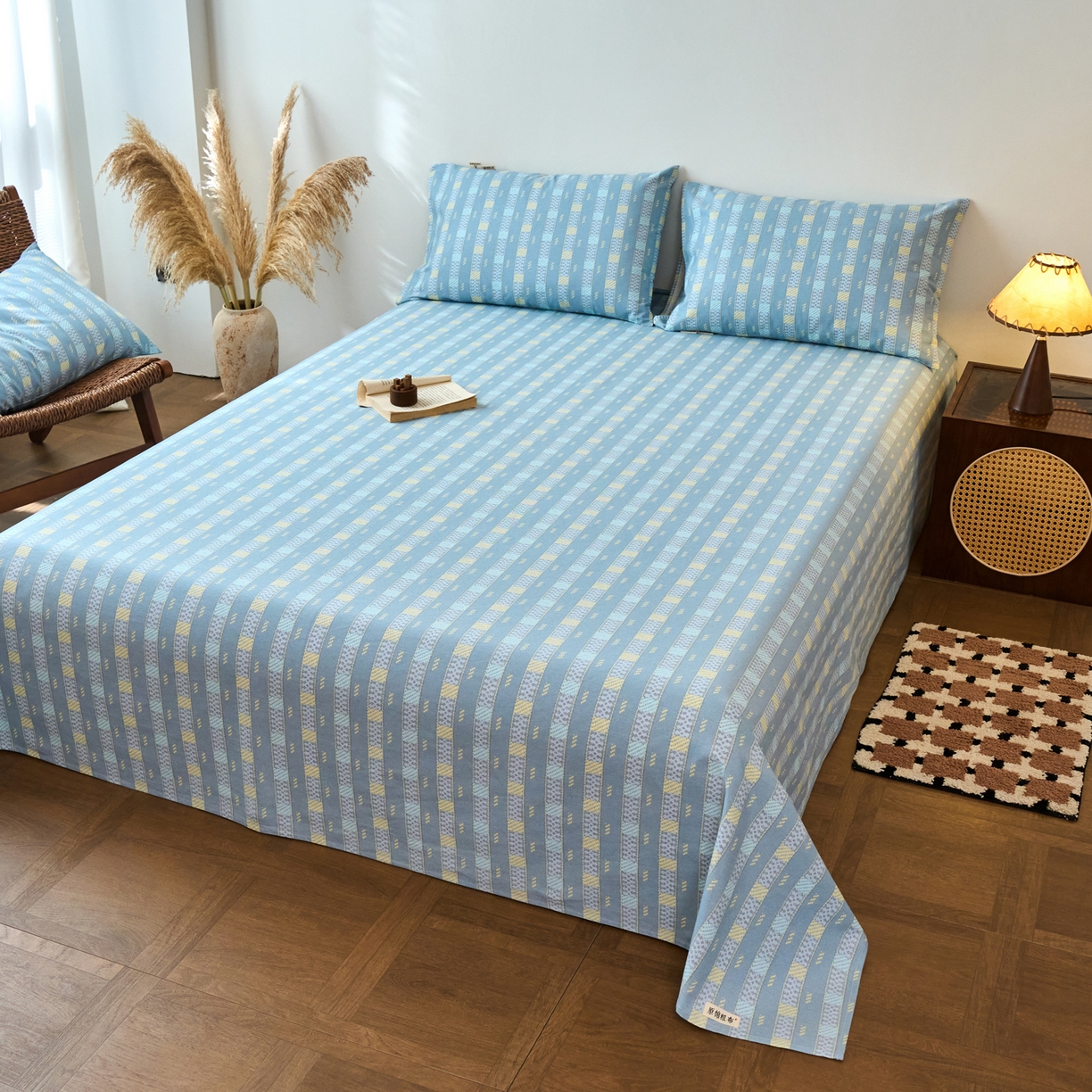 91家纺网 家纺一手货源 找家纺 春皖家纺 2026春夏新品简约款老粗布系列床单单品床单床单单件 简希灰