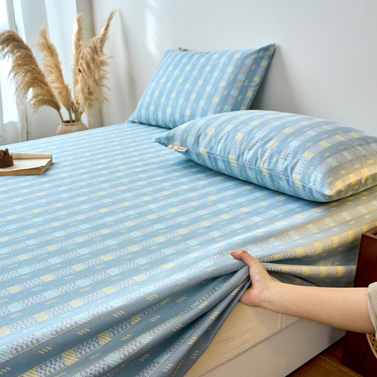 91家纺网 家纺一手货源 找家纺 春皖家纺 2026春夏新品简约款老粗布系列床单单品床单床单单件 简希灰