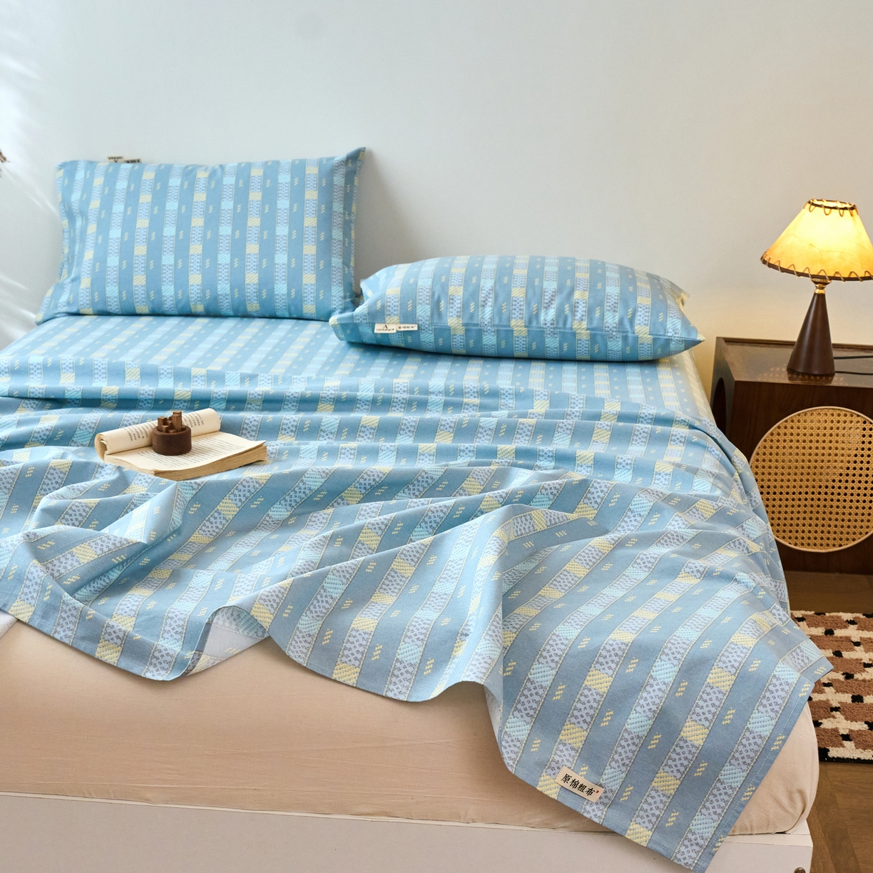 91家纺网 家纺一手货源 找家纺 春皖家纺 2026春夏新品简约款老粗布系列床单单品床单床单单件 简希灰