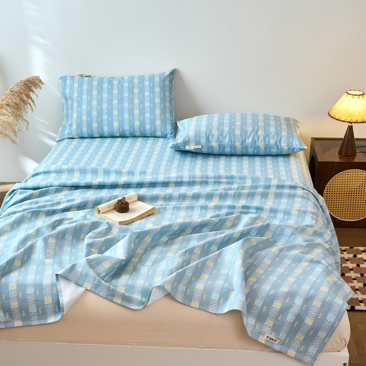 91家纺网 家纺一手货源 找家纺 春皖家纺 2026春夏新品简约款老粗布系列床单单品床单床单单件 简希灰