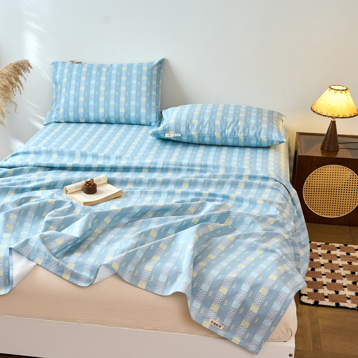 91家纺网 家纺一手货源 找家纺 春皖家纺 2026春夏新品简约款老粗布系列床单单品床单床单单件 简希灰