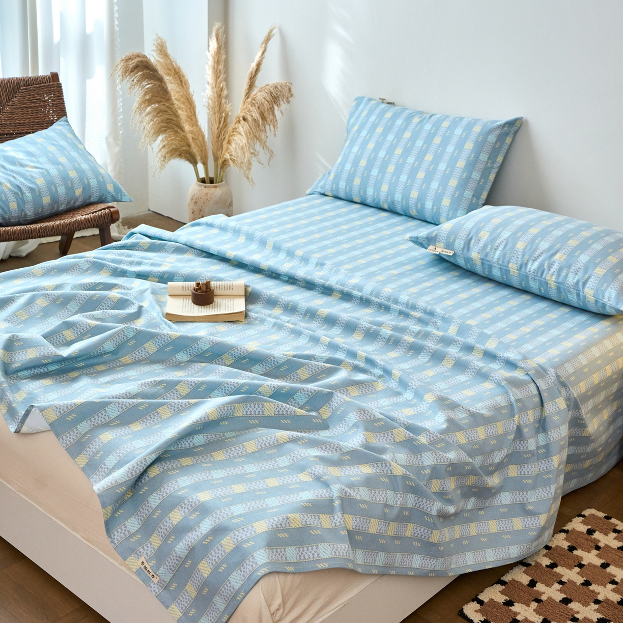 91家纺网 家纺一手货源 找家纺 春皖家纺 2026春夏新品简约款老粗布系列床单单品床单床单单件 简希灰