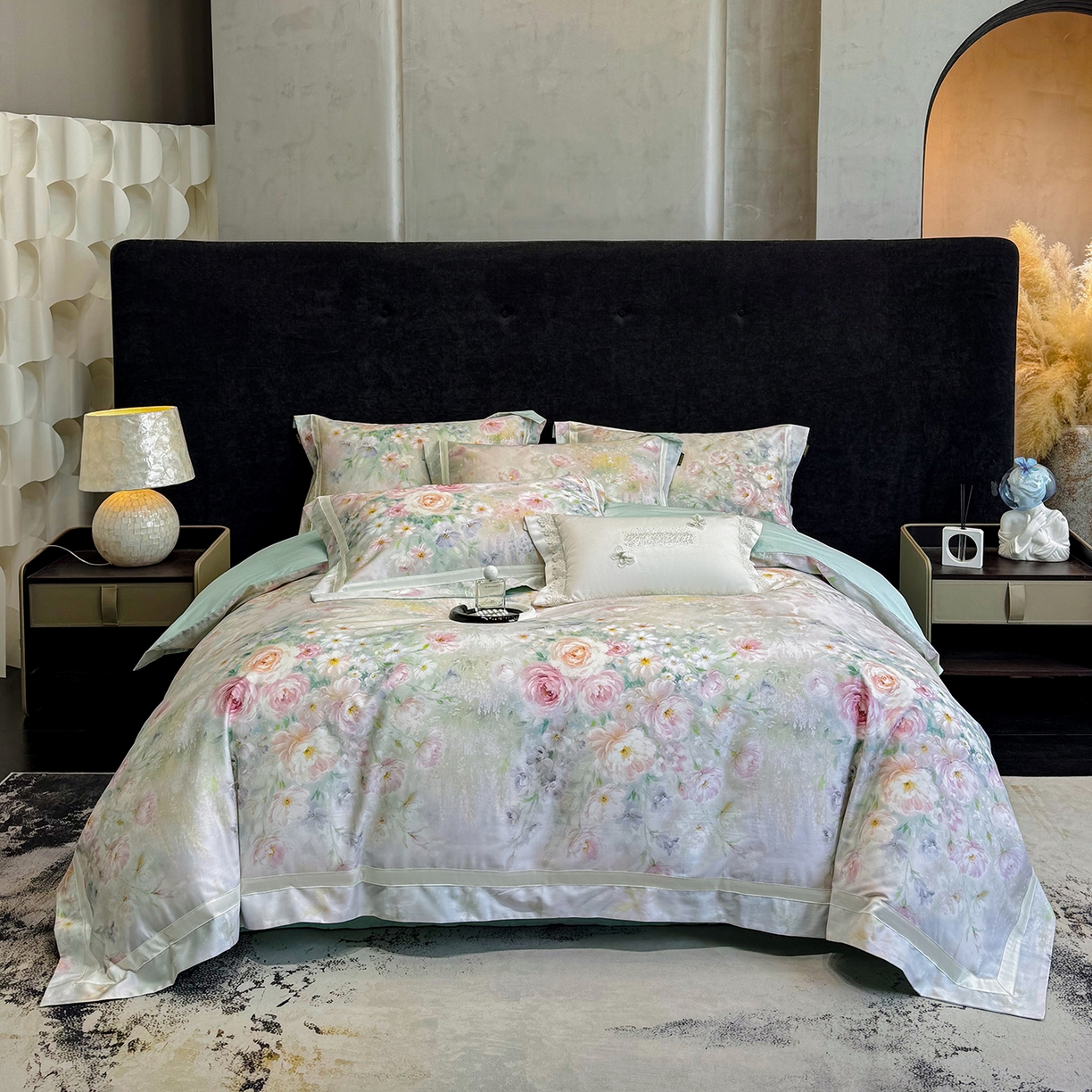 91家纺网 家纺一手货源 找家纺 欣宜家纺 2026新款50x50s纯棉全棉埃及长绒棉刺绣绣花床上四件套【含高端礼盒】-绽缦 绽缦-绿野仙踪