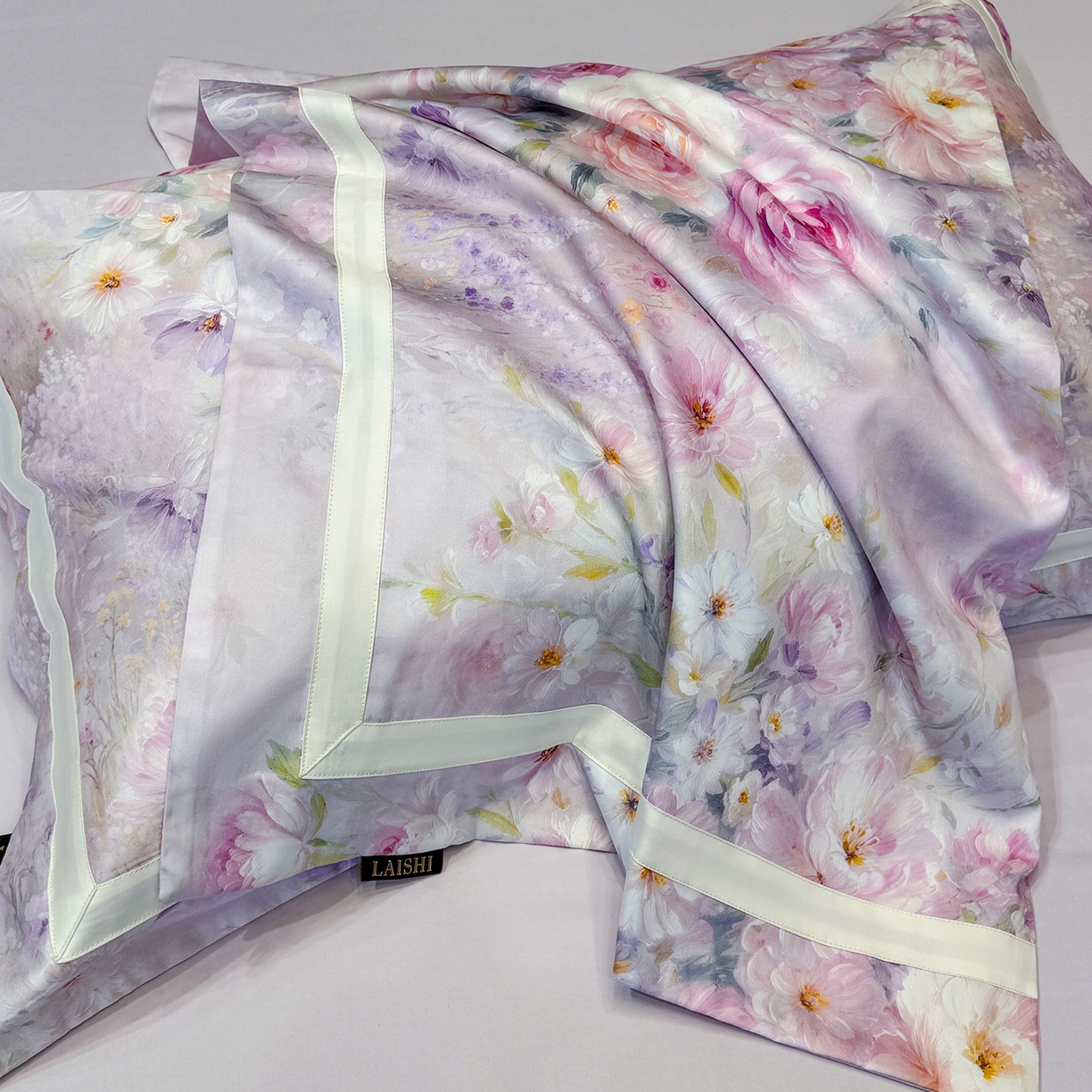 91家纺网 家纺一手货源 找家纺 欣宜家纺 2026新款50x50s纯棉全棉埃及长绒棉刺绣绣花床上四件套【含高端礼盒】-绽缦 绽缦-梦幻紫