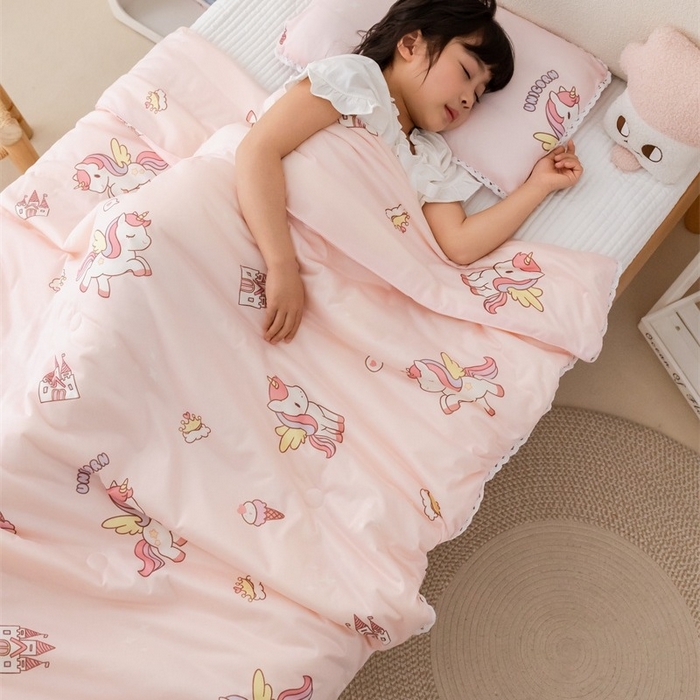 2026新款A类针织棉被芯夏凉被春秋被冬被儿童学生成人冬被加厚被子大豆被四季款—儿童图 粉色独角兽