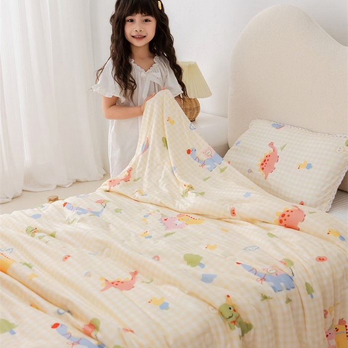 91家纺网 家纺一手货源 找家纺 2026新款A类针织棉被芯夏凉被春秋被冬被儿童学生成人冬被加厚被子大豆被四季款—儿童图 格子恐龙