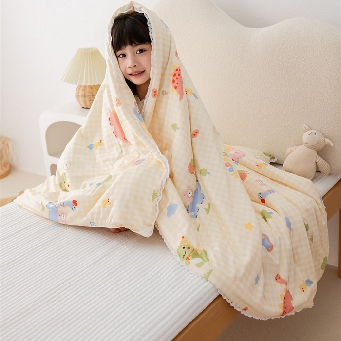 91家纺网 家纺一手货源 找家纺 2026新款A类针织棉被芯夏凉被春秋被冬被儿童学生成人冬被加厚被子大豆被四季款—儿童图 格子恐龙