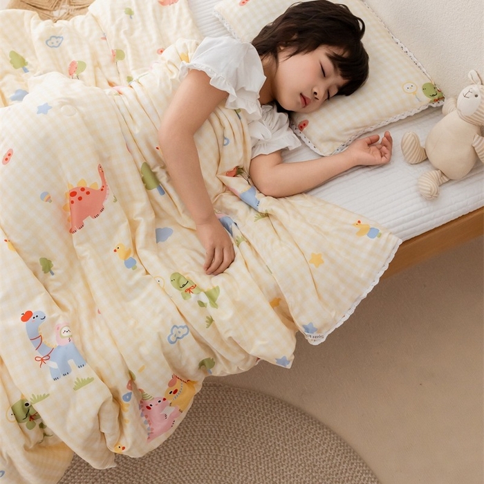 2026新款A类针织棉被芯夏凉被春秋被冬被儿童学生成人冬被加厚被子大豆被四季款—儿童图 格子恐龙