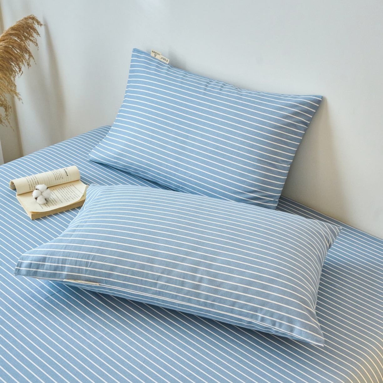 91家纺网 家纺一手货源 找家纺 春皖家纺 2026春夏新品简约款老粗布系列枕套单品单枕套 枕套单件 细川-聚