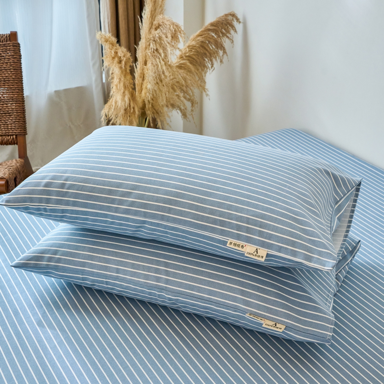 91家纺网 家纺一手货源 找家纺 春皖家纺 2026春夏新品简约款老粗布系列枕套单品单枕套 枕套单件 细川-聚