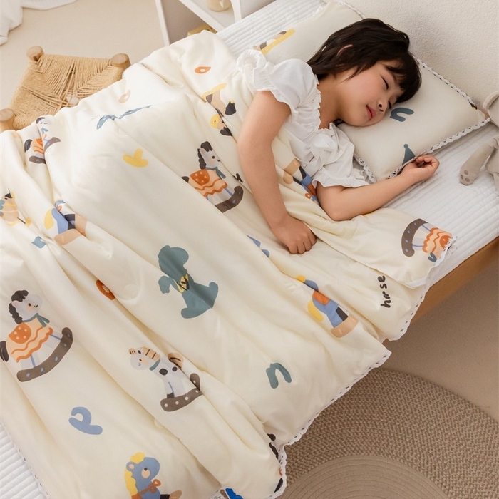 2026新款A类针织棉被芯夏凉被春秋被冬被儿童学生成人冬被加厚被子大豆被四季款—儿童图 小木马