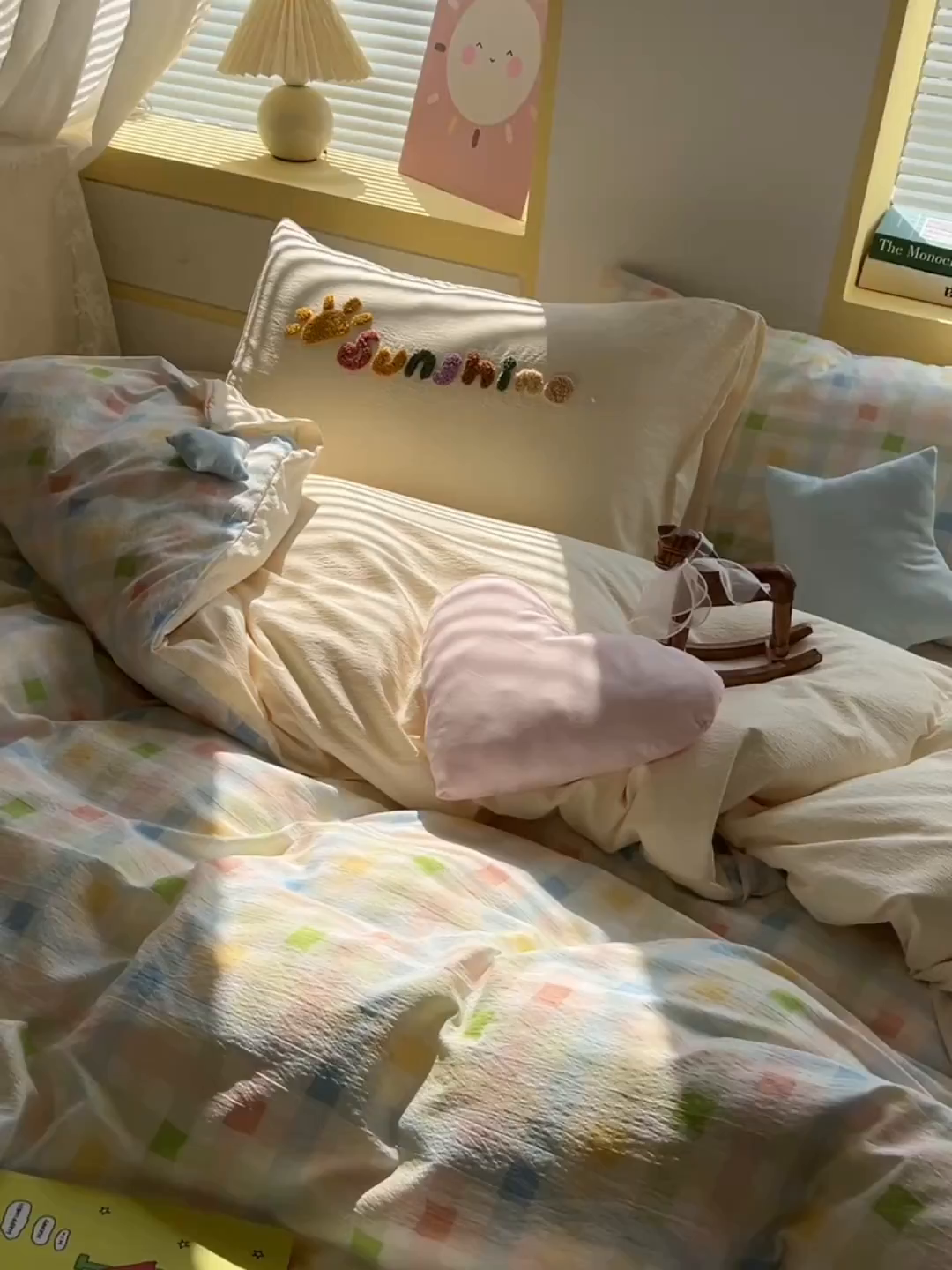 91家纺网 家纺一手货源 找家纺 子钦家纺 2026春夏新款提花泡芙棉可爱小清新手工爱心小星星系列床单床笠四件套-流星花园 流星花园-七彩格