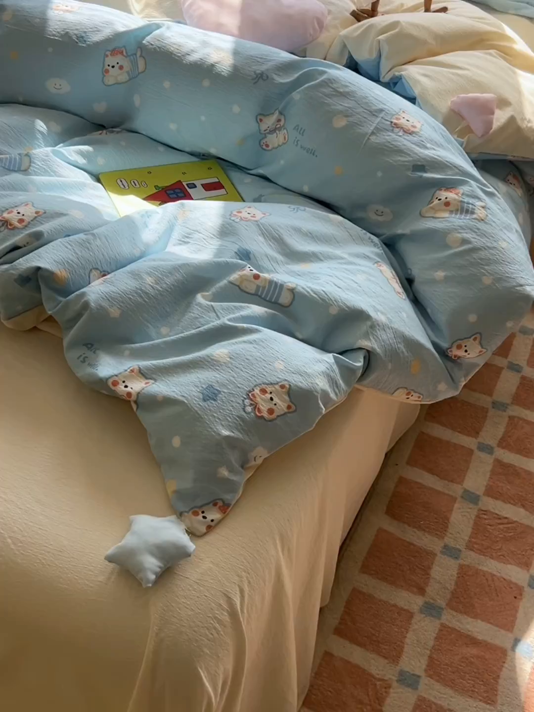 91家纺网 家纺一手货源 找家纺 子钦家纺 2026春夏新款提花泡芙棉可爱小清新手工爱心小星星系列床单床笠四件套-流星花园 流星花园-西高地