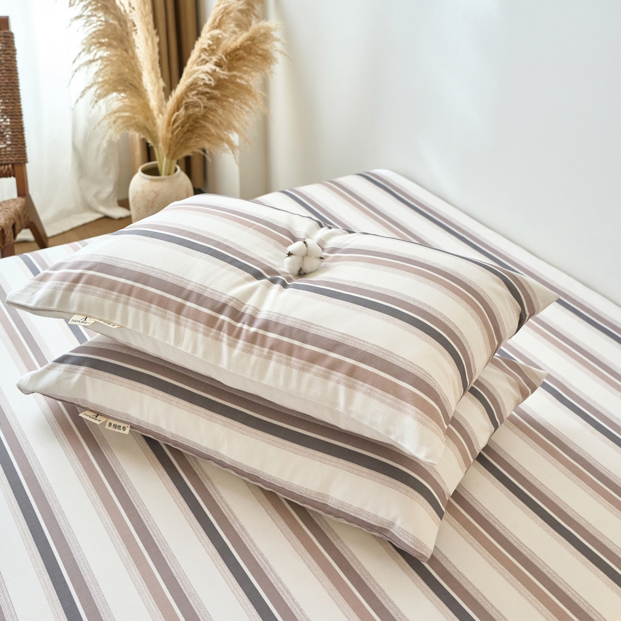 91家纺网 家纺一手货源 找家纺 春皖家纺 2026春夏新品简约款老粗布系列枕套单品单枕套 枕套单件 星纬