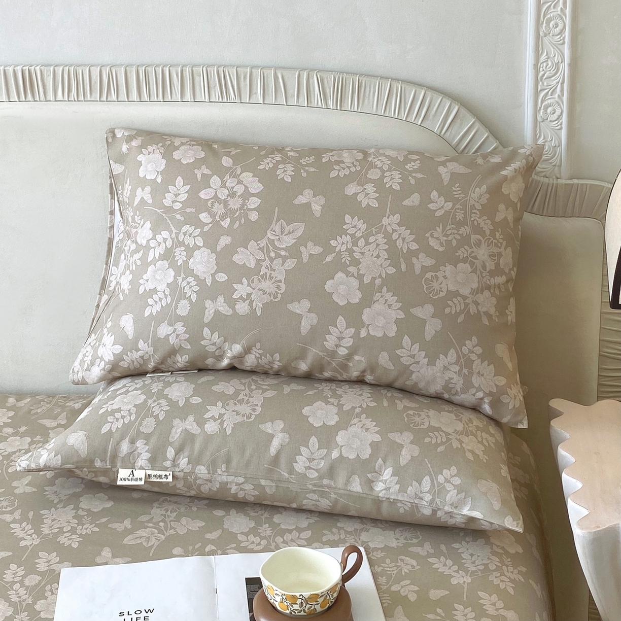 91家纺网 家纺一手货源 找家纺 春皖家纺 2026春夏新品简约款老粗布系列枕套单品单枕套 枕套单件 幽色