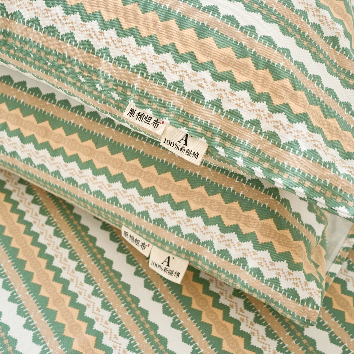 91家纺网 家纺一手货源 找家纺 春皖家纺 2026春夏新品简约款老粗布系列枕套单品单枕套 枕套单件 羽安-绿