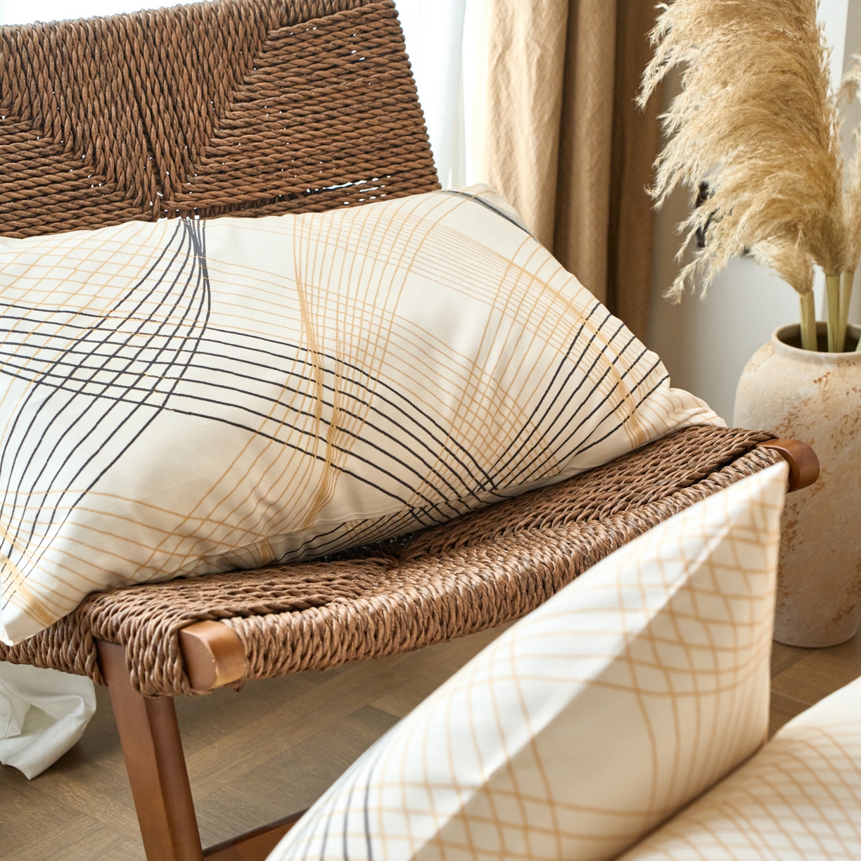 91家纺网 家纺一手货源 找家纺 春皖家纺 2026春夏新品简约款老粗布系列枕套单品单枕套 枕套单件 月白