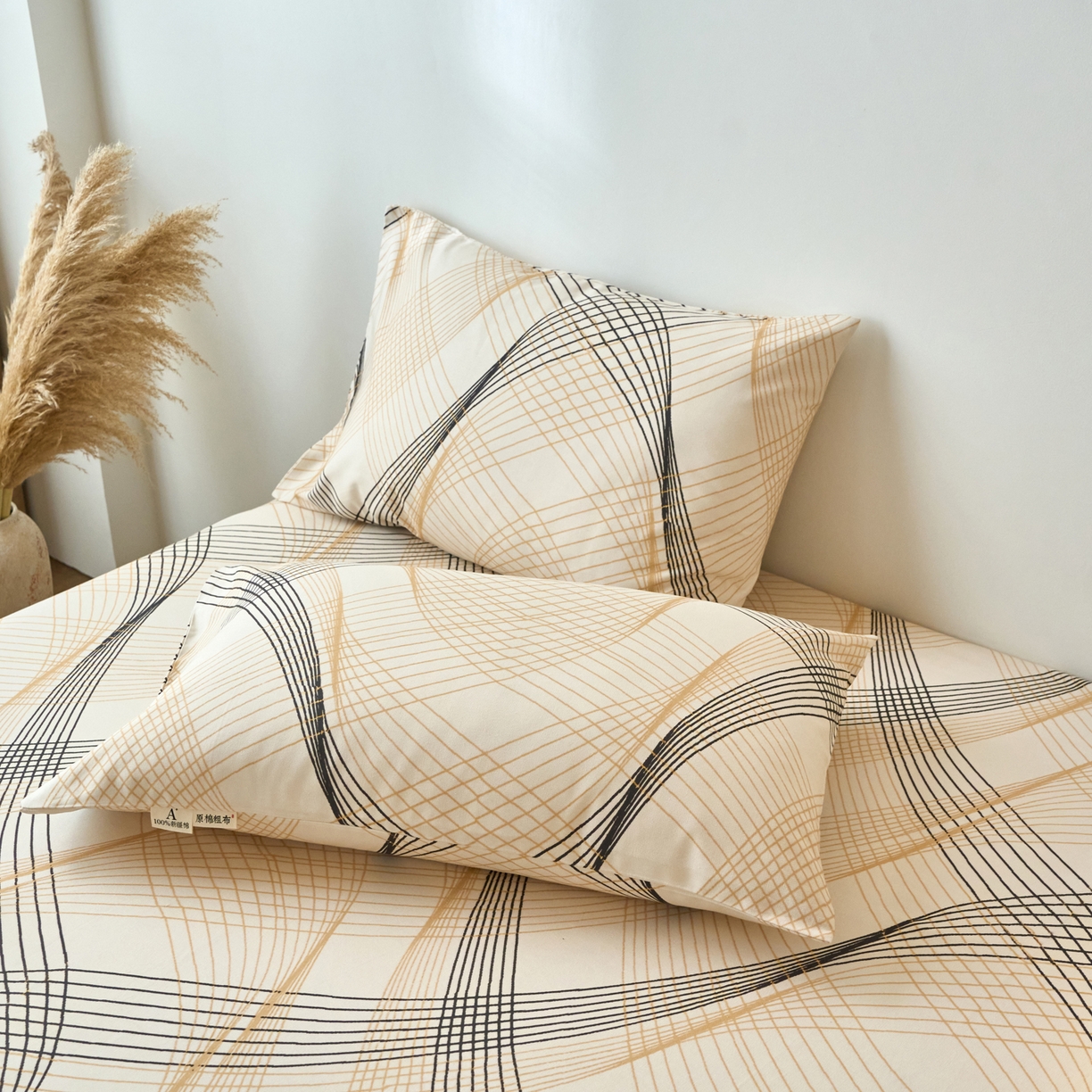 91家纺网 家纺一手货源 找家纺 春皖家纺 2026春夏新品简约款老粗布系列枕套单品单枕套 枕套单件 月白