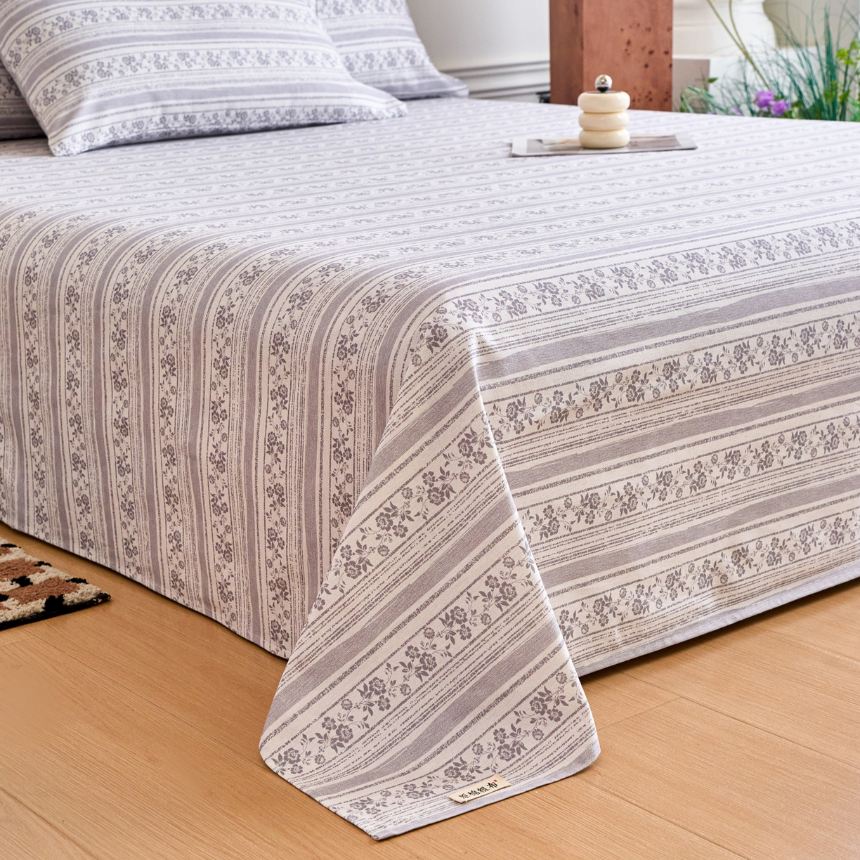 91家纺网 家纺一手货源 找家纺 春皖家纺 2026春夏新品简约款老粗布系列床单单品床单床单单件 斯年H