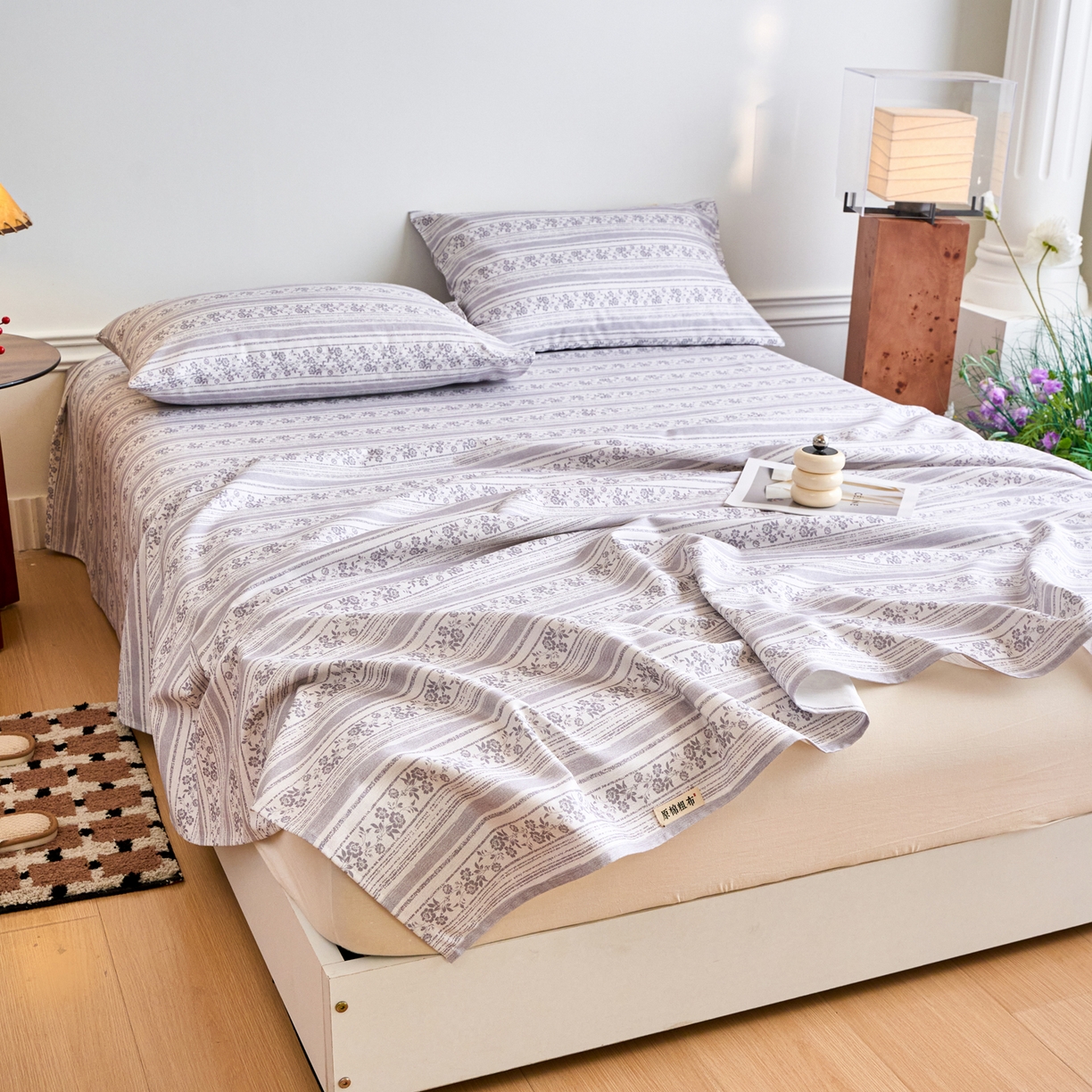 91家纺网 家纺一手货源 找家纺 春皖家纺 2026春夏新品简约款老粗布系列床单单品床单床单单件 斯年H