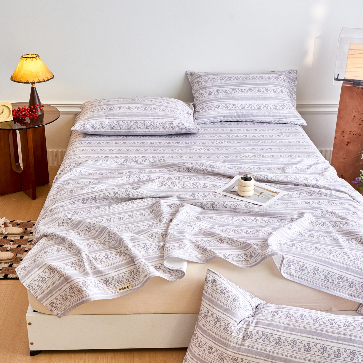 91家纺网 家纺一手货源 找家纺 春皖家纺 2026春夏新品简约款老粗布系列床单单品床单床单单件 斯年H