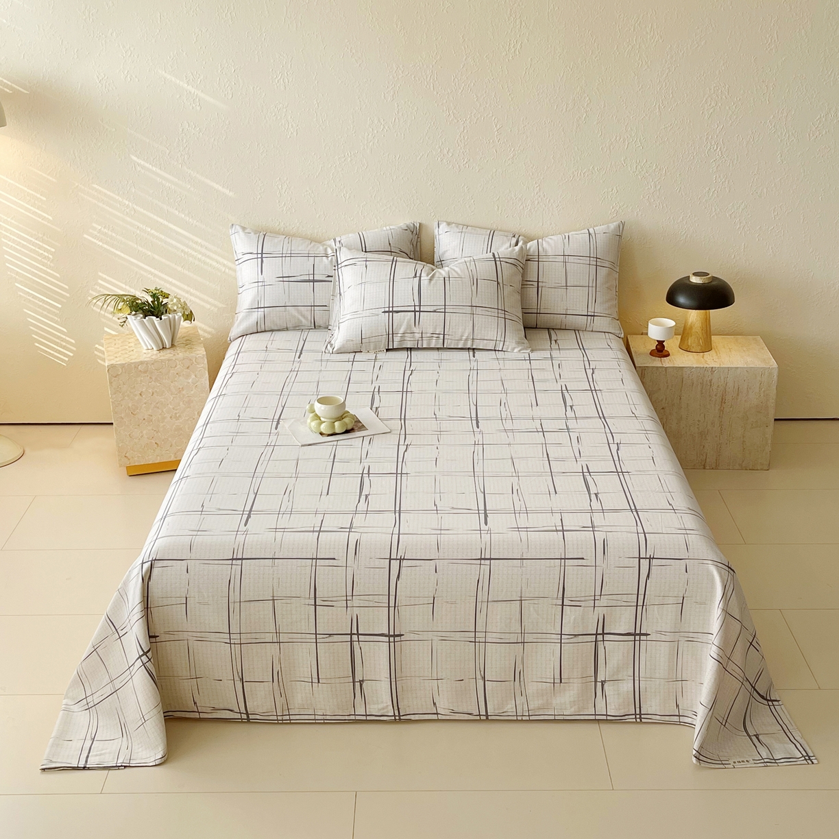 春皖家纺 2026春夏新品简约款老粗布系列床单单品床单床单单件 素简