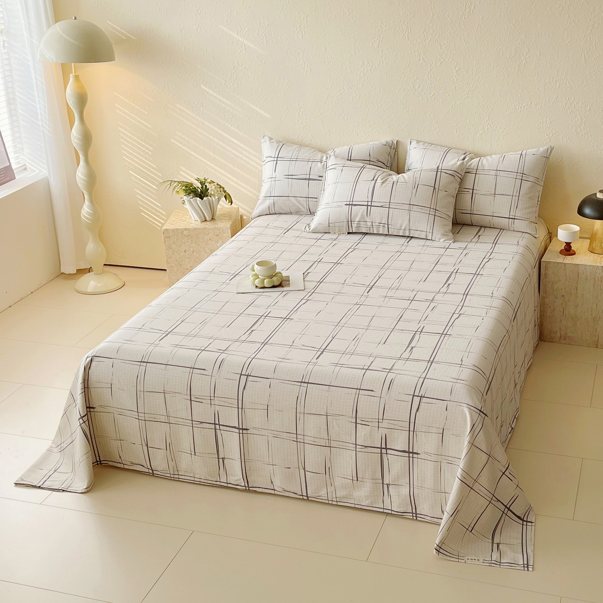 91家纺网 家纺一手货源 找家纺 春皖家纺 2026春夏新品简约款老粗布系列床单单品床单床单单件 素简